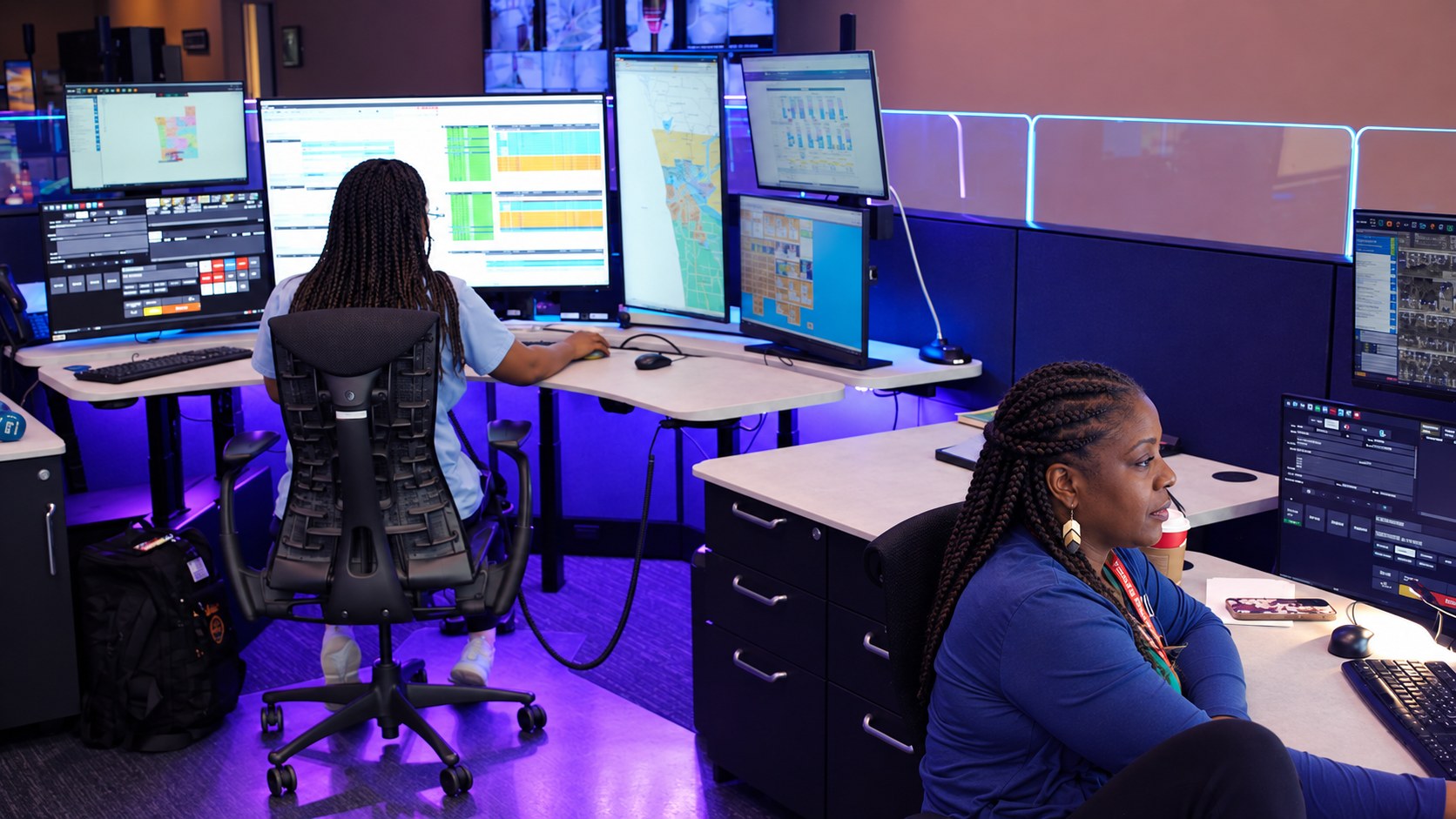 Operations staff coordinating services from a monitoring centre