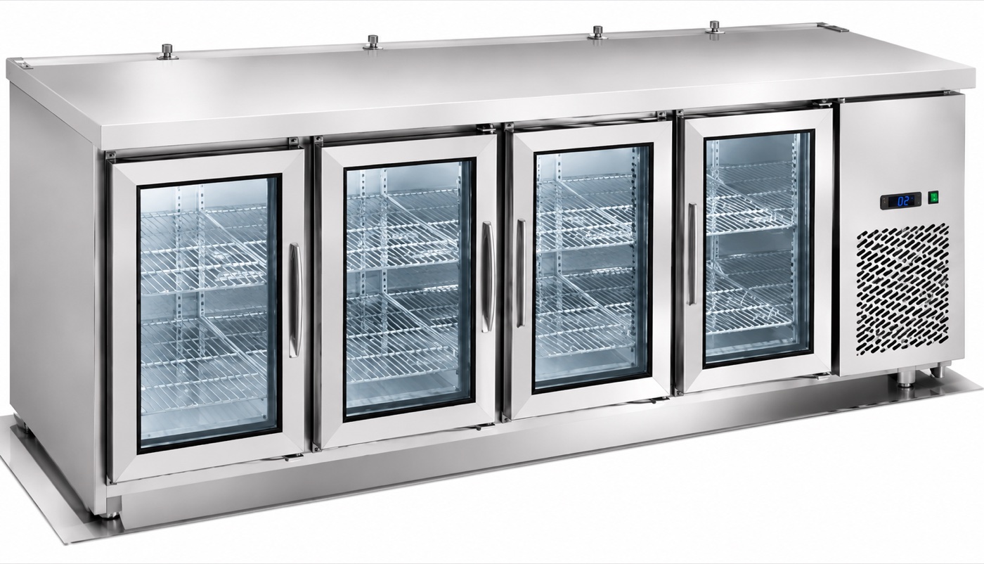 4 Glass Doors Fancooling Undercounter Chiller